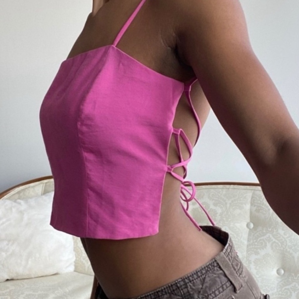 Zara Pink Flowy Crop Top